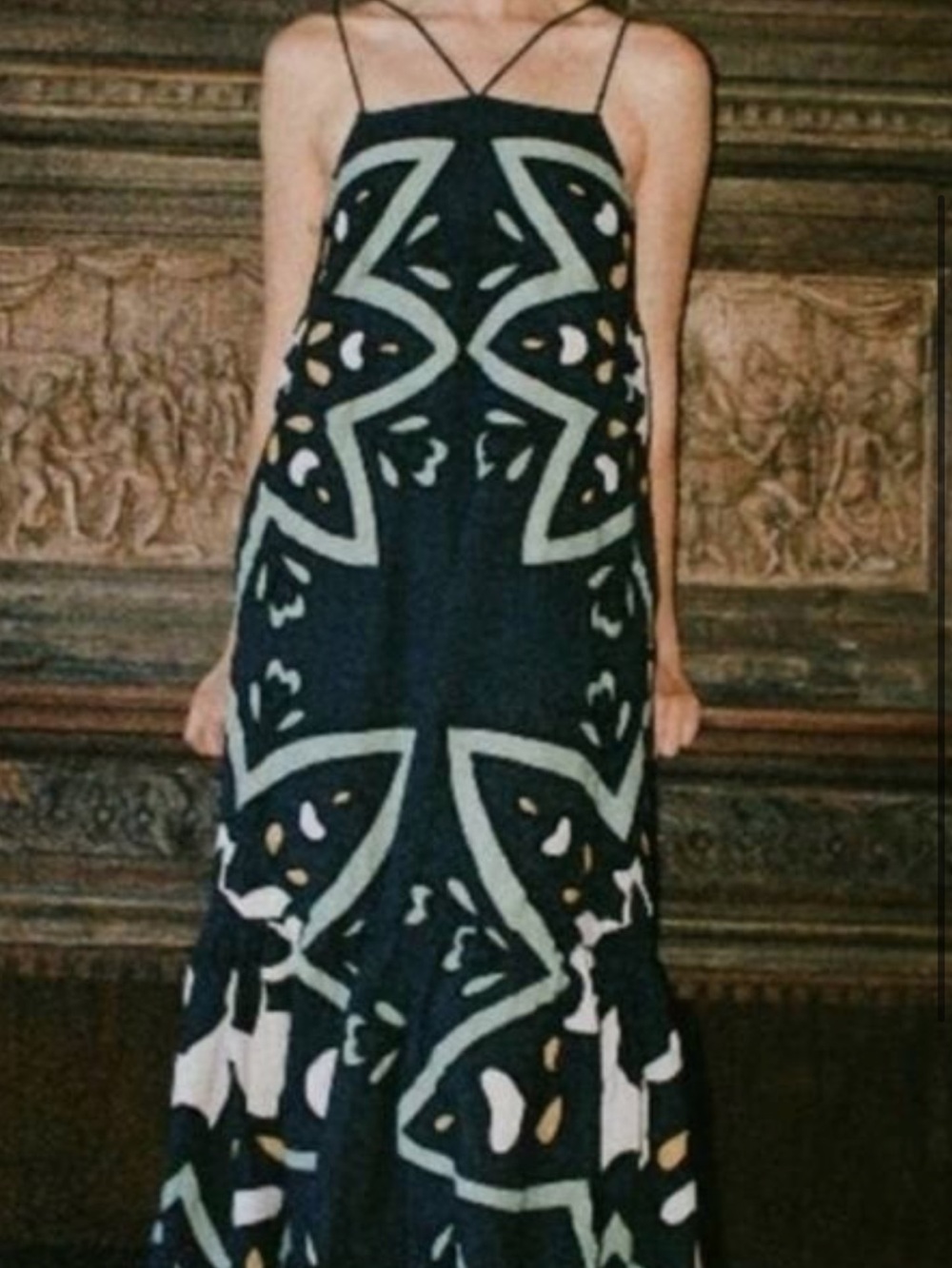 Sea NY Navy Kaia Kaleidoscope Appliqué Midi Dress | Size Small